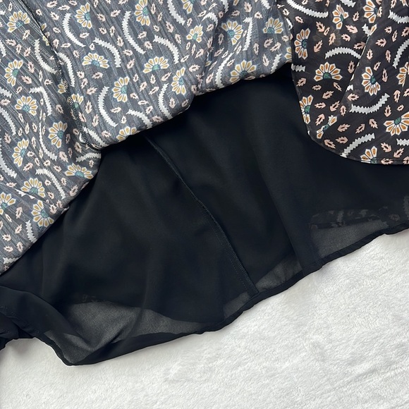 Stevie May S Anise Floral Chiffon Black Lined Short Sleeve Flowy Midi Dress - Picture 5 of 15